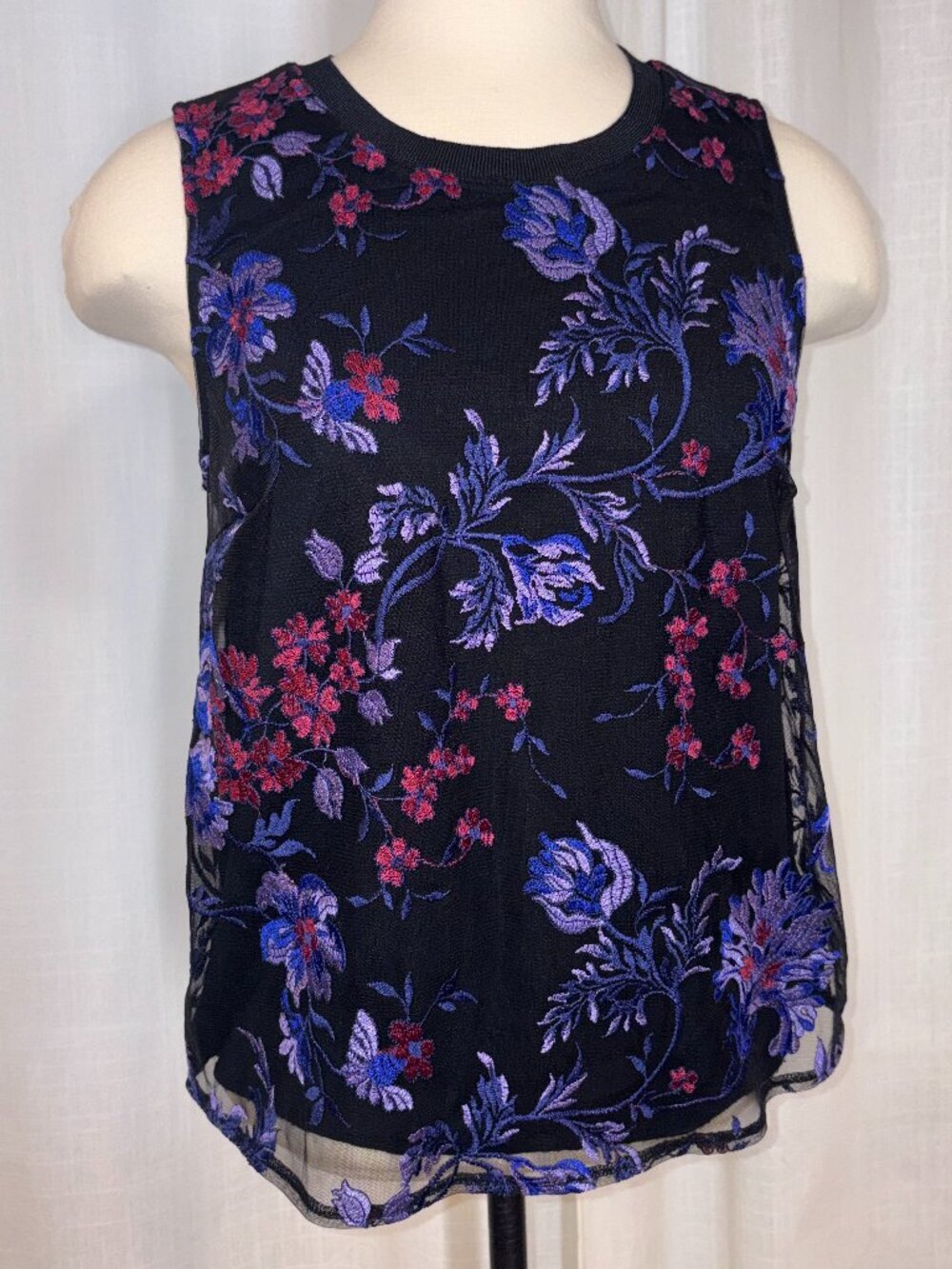 Lacey Vibrant Floral Mesh Top With Liner
